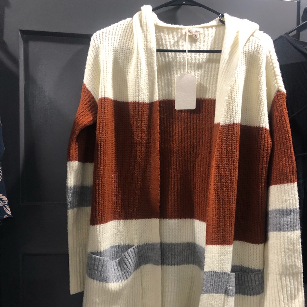 Striped cardigan with hood